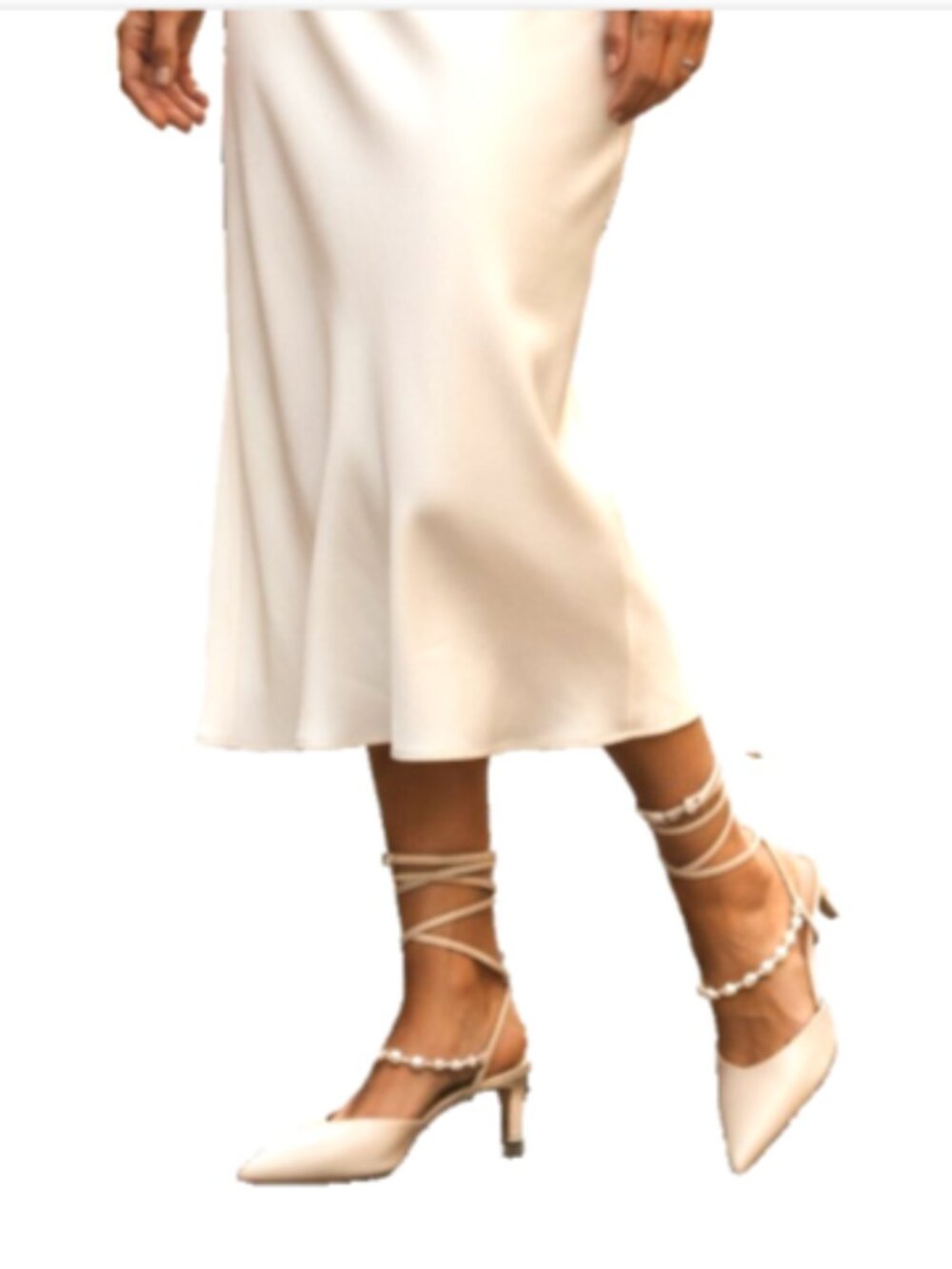 Dolce Vita Loklyn Pearl Vanilla Leather Heels Size 7.5 NIB Faux Pearl Accents